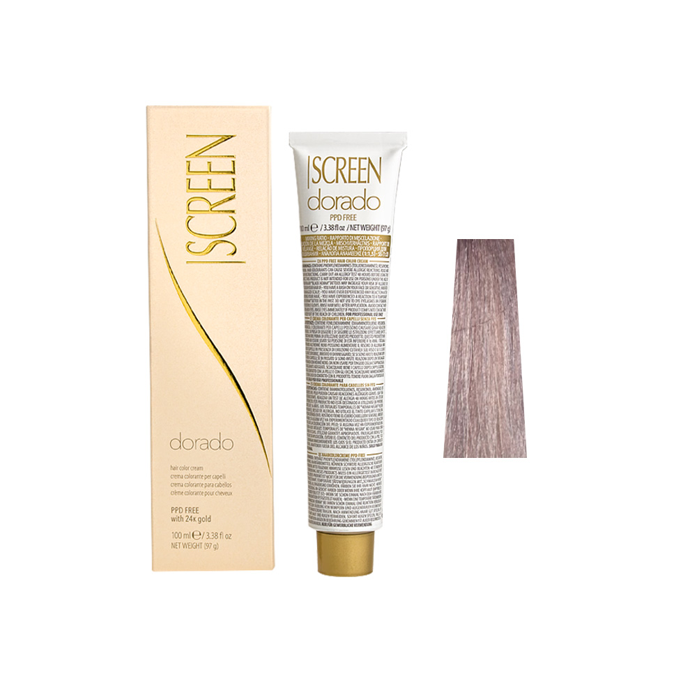 Крем-фарба для волосся перманентна з 24-каратним золотом SCREEN Dorado 10V (10.2) Violet Ultra Light Вlonde, 100 ml - 1